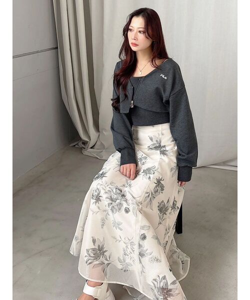 MERCURYDUO（マーキュリーデュオ）の「花柄バックレースアップフレアスカート（スカート・レディース・ブラウン/ミント/オフホワイト・SMALL/MEDIUM）」の15枚目の写真