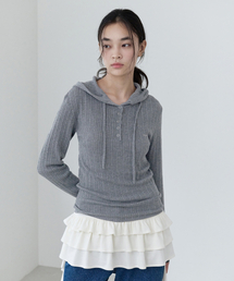SLIM FIT WOOLLIKE HOOD KNIT GRAY