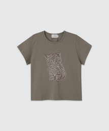 LEARVE（ルアブ）の「ナイトキトンプリントピグメントTシャツグレー（ウィメンズ）（Tシャツ/カットソー）」