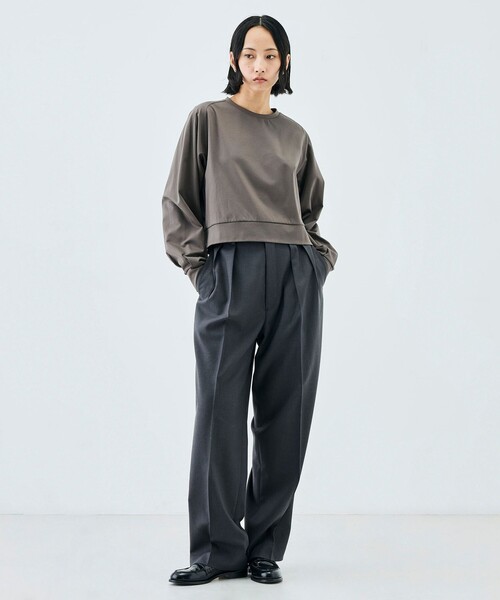 EDITION(エディション)の「コットンモックロディ クルーネックプルオーバー(スウェット・レディース・カーキ/ブラック・FREE)」の3枚目の写真