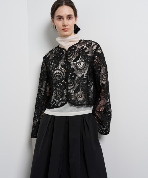 LANVIN en Bleu(ランバンオンブルー)の「ペイズリーコードレースジャケット(テーラードジャケット・レディース・ブラック/ベージュ・38)」の6枚目の写真