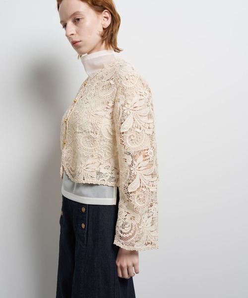 LANVIN en Bleu(ランバンオンブルー)の「ペイズリーコードレースジャケット(テーラードジャケット・レディース・ブラック/ベージュ・38)」の9枚目の写真
