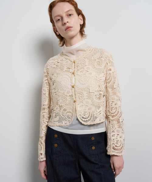 LANVIN en Bleu(ランバンオンブルー)の「ペイズリーコードレースジャケット(テーラードジャケット・レディース・ブラック/ベージュ・38)」の10枚目の写真