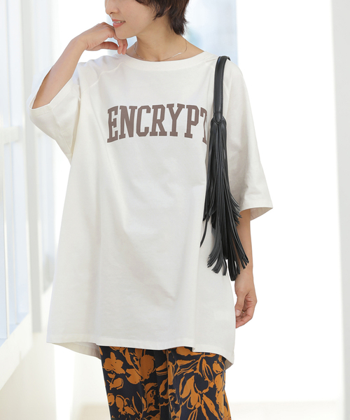 JOURNAL STANDARD relume(ジャーナルスタンダード レリューム)の「チュニックロゴT(Tシャツ/カットソー・レディース・チャコールグレー/ホワイト/ブラウン・FREE)」の1枚目の写真