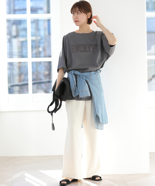 JOURNAL STANDARD relume(ジャーナルスタンダード レリューム)の「チュニックロゴT(Tシャツ/カットソー・レディース・チャコールグレー/ホワイト/ブラウン・FREE)」の4枚目の写真