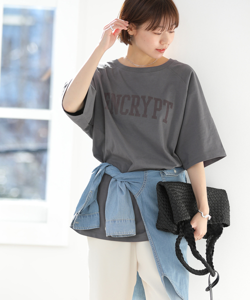 JOURNAL STANDARD relume(ジャーナルスタンダード レリューム)の「チュニックロゴT(Tシャツ/カットソー・レディース・チャコールグレー/ホワイト/ブラウン・FREE)」の9枚目の写真