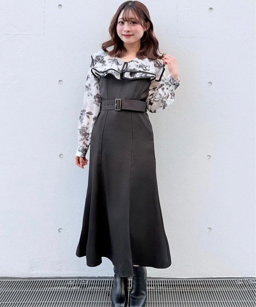 NOMAE(ノーマエ)の「パイピングフリルカラーワンピース(ワンピース・レディース・ブラック系その他/ピンク系その他/ネイビー系1・FREE)」の2枚目の写真