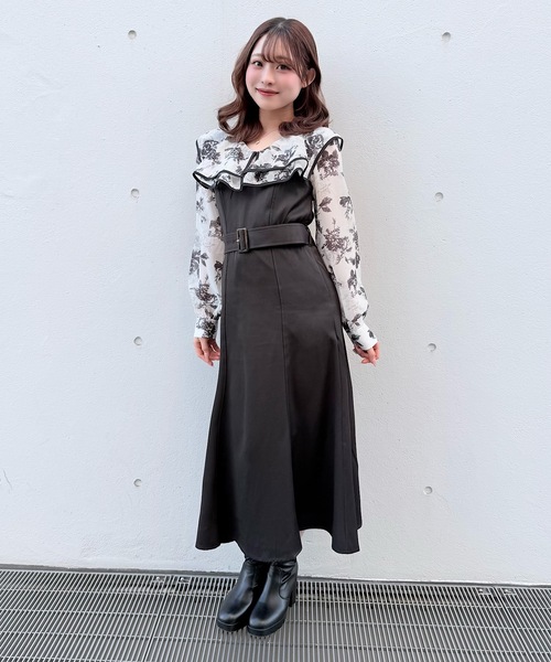 NOMAE(ノーマエ)の「パイピングフリルカラーワンピース(ワンピース・レディース・ブラック系その他/ピンク系その他/ネイビー系1・FREE)」の4枚目の写真