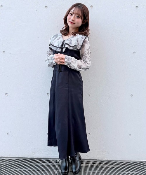 NOMAE(ノーマエ)の「パイピングフリルカラーワンピース(ワンピース・レディース・ブラック系その他/ピンク系その他/ネイビー系1・FREE)」の5枚目の写真