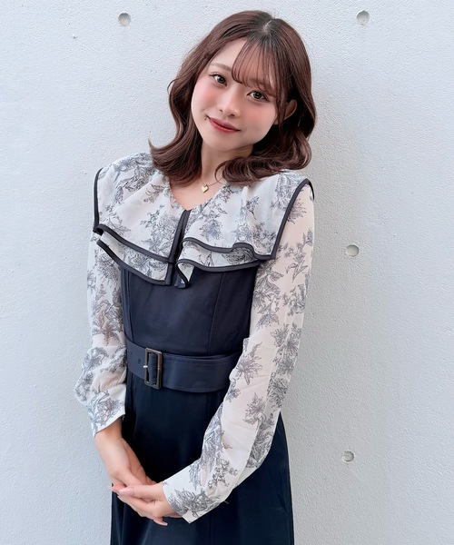 NOMAE(ノーマエ)の「パイピングフリルカラーワンピース(ワンピース・レディース・ブラック系その他/ピンク系その他/ネイビー系1・FREE)」の13枚目の写真