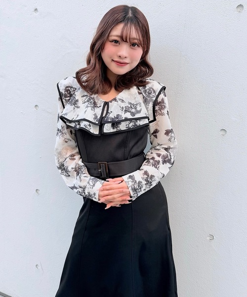 NOMAE(ノーマエ)の「パイピングフリルカラーワンピース(ワンピース・レディース・ブラック系その他/ピンク系その他/ネイビー系1・FREE)」の7枚目の写真