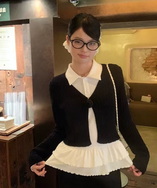 AsheKsha(アシクシャ)の「万能で可愛らしい無地の長袖ポロシャツ(シャツ/ブラウス・レディース・ホワイト・M)」の10枚目の写真