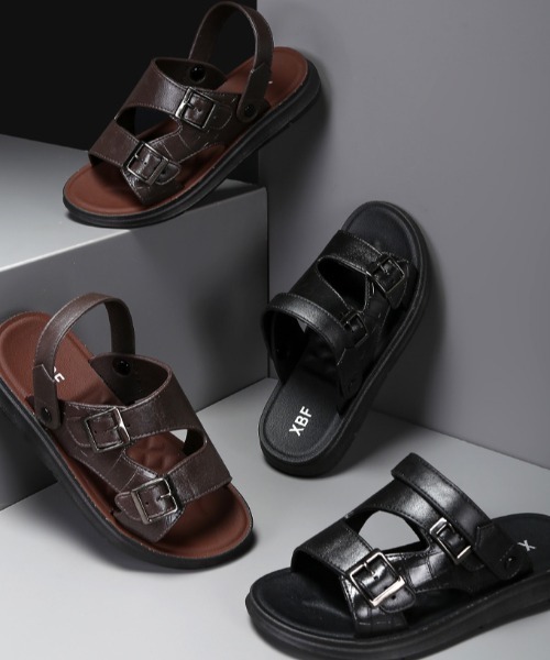 SHEPP(シープ)の「【UNISEX】フェイクレザーダブルバックル ストラップサンダル(サンダル・メンズ・ダークブラウン/ブラック・L/M)」の6枚目の写真