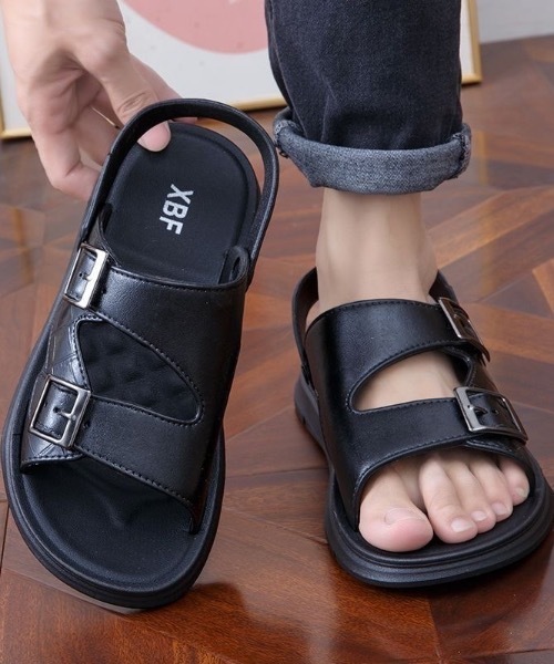 SHEPP（シープ）の「【UNISEX】フェイクレザーダブルバックル ストラップサンダル（サンダル・メンズ・ダークブラウン/ブラック・L/M）」の12枚目の写真
