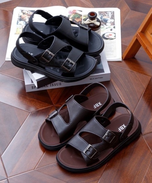 SHEPP（シープ）の「【UNISEX】フェイクレザーダブルバックル ストラップサンダル（サンダル・メンズ・ダークブラウン/ブラック・L/M）」の14枚目の写真