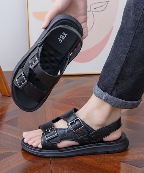 SHEPP（シープ）の「【UNISEX】フェイクレザーダブルバックル ストラップサンダル（サンダル・メンズ・ダークブラウン/ブラック・L/M）」の13枚目の写真