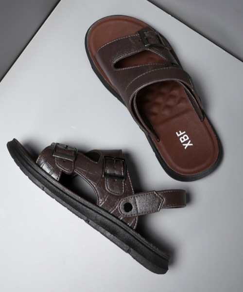 SHEPP（シープ）の「【UNISEX】フェイクレザーダブルバックル ストラップサンダル（サンダル・メンズ・ダークブラウン/ブラック・L/M）」の9枚目の写真