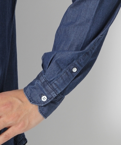 GLOBAL WORK（グローバルワーク）の「デニムバンドカラーシャツ/707948（シャツ/ブラウス・メンズ・ライトブルー/ネイビー・LARGE/SMALL/MEDIUM/X-LARGE）」の11枚目の写真