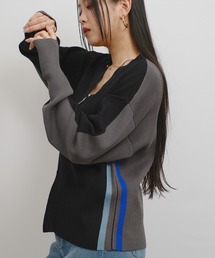 Palm Riche（ポームリシュ）の「マルチカラーZIPニット（その他アウター）」