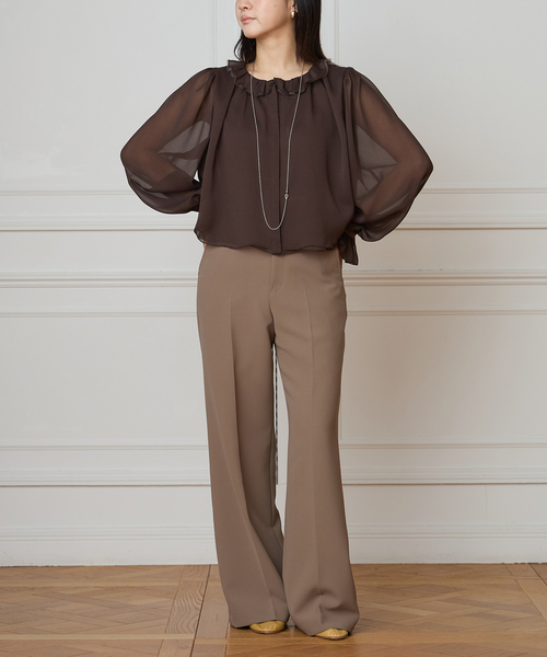 IENA LA BOUCLE(イエナラブークル)の「IENA LA BOUCLE ジョーゼットフリル襟ブラウス(シャツ/ブラウス・レディース・ブラウン/アイボリー・FREE)」の4枚目の写真