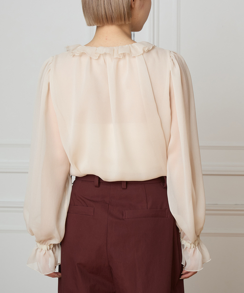 IENA LA BOUCLE(イエナラブークル)の「IENA LA BOUCLE ジョーゼットフリル襟ブラウス(シャツ/ブラウス・レディース・ブラウン/アイボリー・FREE)」の7枚目の写真