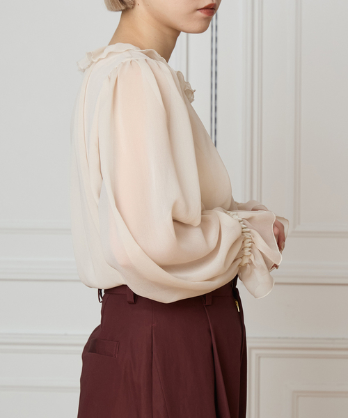 IENA LA BOUCLE(イエナラブークル)の「IENA LA BOUCLE ジョーゼットフリル襟ブラウス(シャツ/ブラウス・レディース・ブラウン/アイボリー・FREE)」の8枚目の写真
