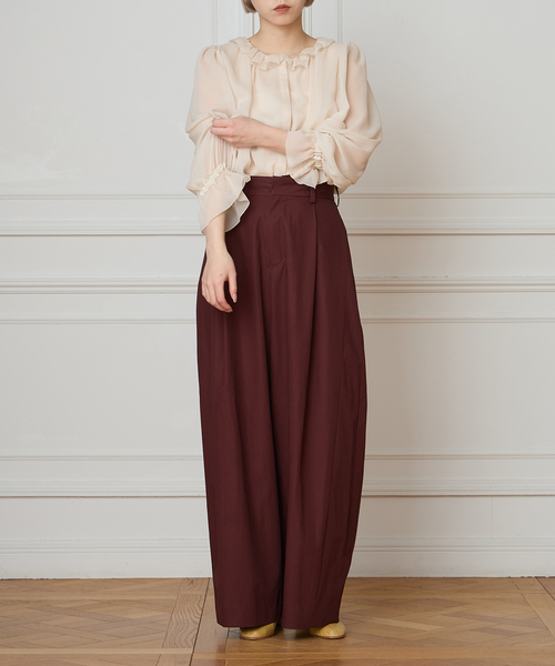 IENA LA BOUCLE(イエナラブークル)の「IENA LA BOUCLE ジョーゼットフリル襟ブラウス(シャツ/ブラウス・レディース・ブラウン/アイボリー・FREE)」の9枚目の写真