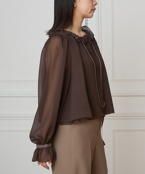IENA LA BOUCLE(イエナラブークル)の「IENA LA BOUCLE ジョーゼットフリル襟ブラウス(シャツ/ブラウス・レディース・ブラウン/アイボリー・FREE)」の14枚目の写真