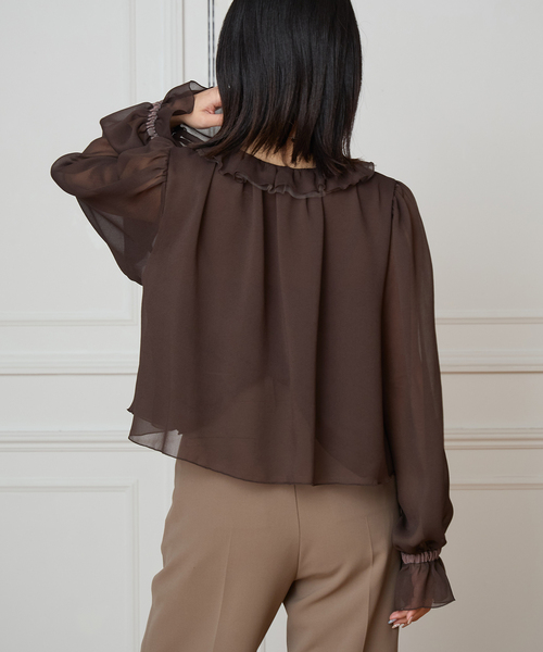 IENA LA BOUCLE(イエナラブークル)の「IENA LA BOUCLE ジョーゼットフリル襟ブラウス(シャツ/ブラウス・レディース・ブラウン/アイボリー・FREE)」の15枚目の写真
