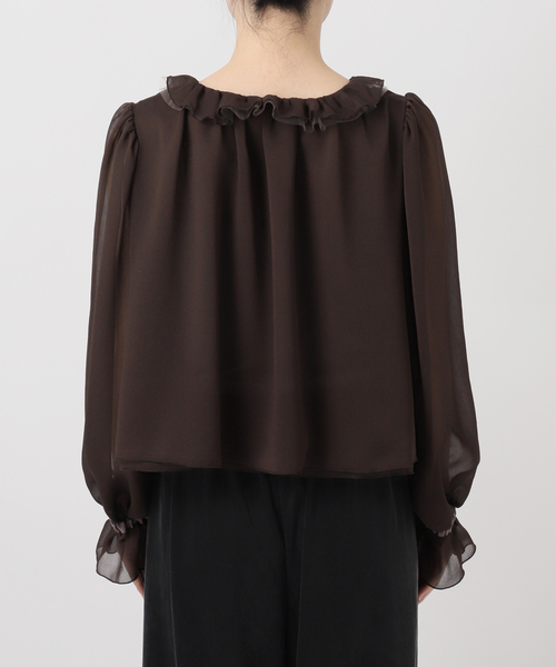 IENA LA BOUCLE ジョーゼットフリル襟ブラウス（シャツ/ブラウス