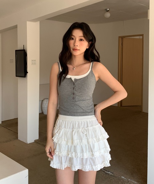 Siel（シエル）の「レイヤードヘンリーキャミ（タンクトップ・レディース・ネイビー/レッド/ブラウン/ブラック/グレー・FREE）」の18枚目の写真