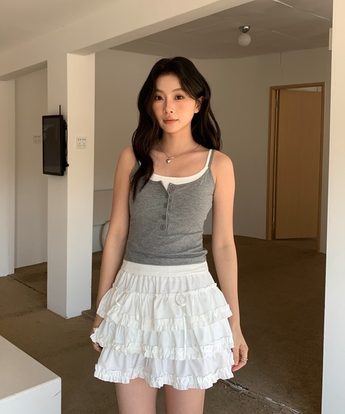 Siel（シエル）の「レイヤードヘンリーキャミ（タンクトップ・レディース・ネイビー/レッド/ブラウン/ブラック/グレー・FREE）」の19枚目の写真