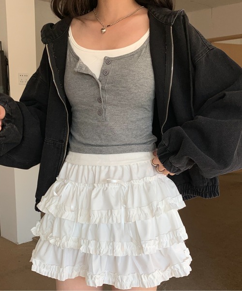 Siel（シエル）の「レイヤードヘンリーキャミ（タンクトップ・レディース・ネイビー/レッド/ブラウン/ブラック/グレー・FREE）」の22枚目の写真