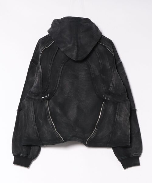 BENDER TOKYO(ベンダートウキョウ)の「【P.N UNDERGROUND】カービング切替 ショート丈 プルパーカー 裏毛 スウェット(パーカー・メンズ・ブラック/ブラウン・L/M)」の3枚目の写真