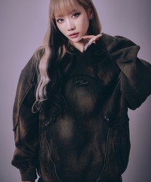 【P.N UNDERGROUND】カービング切替 ショート丈 プルパーカー 裏毛 スウェット