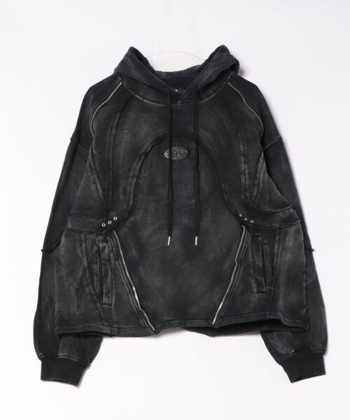 BENDER TOKYO(ベンダートウキョウ)の「【P.N UNDERGROUND】カービング切替 ショート丈 プルパーカー 裏毛 スウェット(パーカー・メンズ・ブラック/ブラウン・L/M)」の21枚目の写真