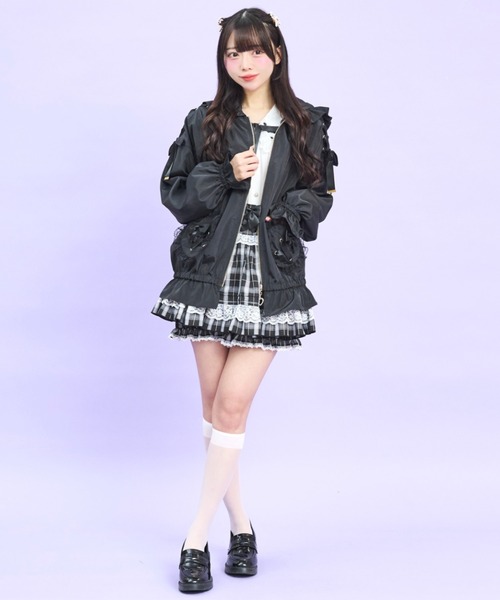 Secret Honey（シークレットハニー）の「リボンフードブルゾン（その他アウター・レディース・オフホワイト/ブラック・MEDIUM）」の9枚目の写真