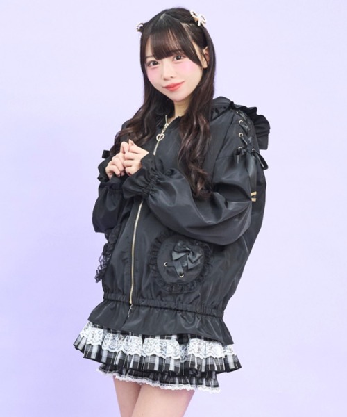 Secret Honey（シークレットハニー）の「リボンフードブルゾン（その他アウター・レディース・オフホワイト/ブラック・MEDIUM）」の10枚目の写真