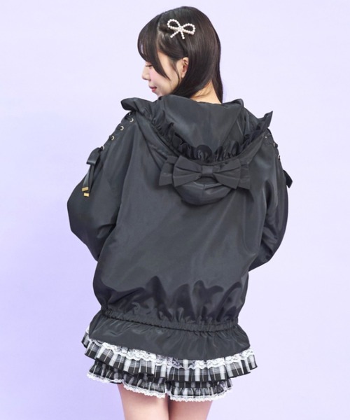 Secret Honey（シークレットハニー）の「リボンフードブルゾン（その他アウター・レディース・オフホワイト/ブラック・MEDIUM）」の11枚目の写真