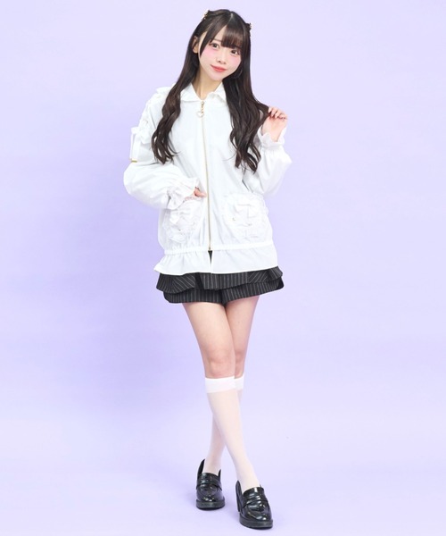 Secret Honey（シークレットハニー）の「リボンフードブルゾン（その他アウター・レディース・オフホワイト/ブラック・MEDIUM）」の3枚目の写真