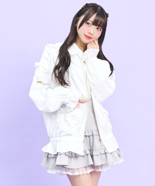 Secret Honey（シークレットハニー）の「リボンフードブルゾン（その他アウター・レディース・オフホワイト/ブラック・MEDIUM）」の6枚目の写真