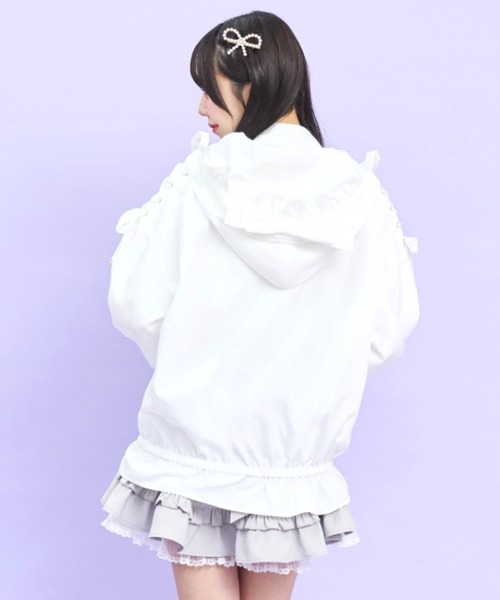 Secret Honey（シークレットハニー）の「リボンフードブルゾン（その他アウター・レディース・オフホワイト/ブラック・MEDIUM）」の7枚目の写真