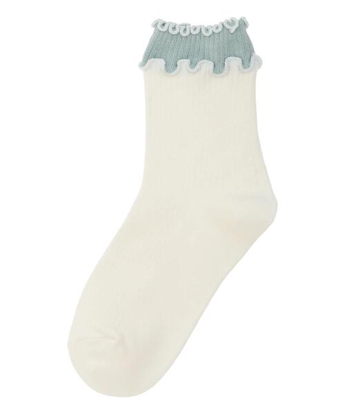 Samansa Mos2（サマンサ モスモス）の「配色メローソックス（ソックス/靴下・レディース・オフホワイト/キナリ/ベージュ・F）」の4枚目の写真