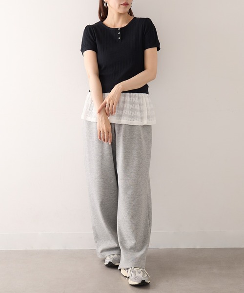 Healthknit（ヘルスニット）の「【Healthknit】26SS ジャガードリブ ヘンリーネック 半袖 コンパクトTシャツHR26S-L307（Tシャツ/カットソー・レディース・ブラック/アイボリー・FREE）」の11枚目の写真