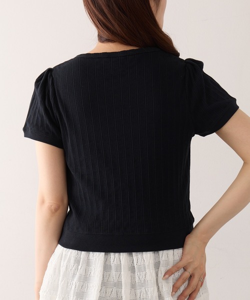 Healthknit（ヘルスニット）の「【Healthknit】26SS ジャガードリブ ヘンリーネック 半袖 コンパクトTシャツHR26S-L307（Tシャツ/カットソー・レディース・ブラック/アイボリー・FREE）」の10枚目の写真