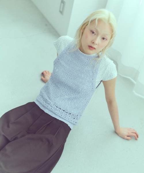EN NEUME(エンノイム)の「Slub Mesh Knit Tank(ニット/セーター・レディース・アイボリー/ブルー/ピンク・FREE)」の16枚目の写真