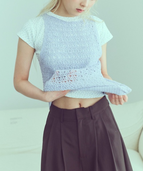 EN NEUME(エンノイム)の「Slub Mesh Knit Tank(ニット/セーター・レディース・アイボリー/ブルー/ピンク・FREE)」の18枚目の写真