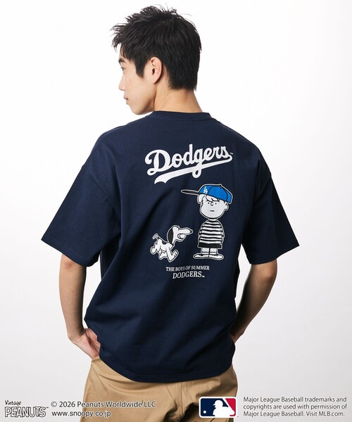 限定展開 PEANUTS×MLB 別注 ビッグシルエット バックプリント Tシャツ