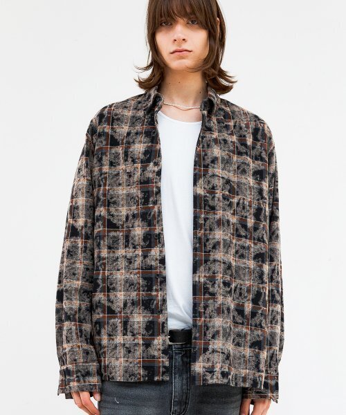 TRIP LE SENS(トリップ ル センス)の「ダイング&ウォッシングチェックシャツ_レッドブラウン(シャツ/ブラウス・メンズ・その他・LARGE/MEDIUM/SMALL)」の1枚目の写真