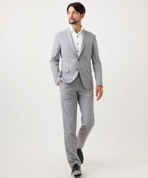 MICHEL KLEIN HOMME   （ミッシェルクランオム）の「【セットアップ】コットンライクストレッチスラックスパンツ（スラックス・メンズ・ブラック/グレー・MEDIUM/LARGE/X-LARGE）」の4枚目の写真